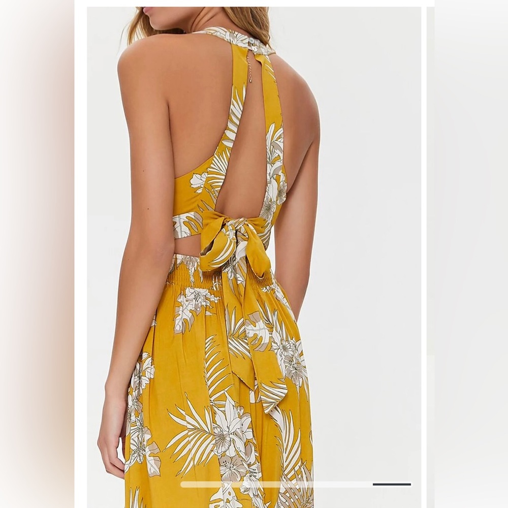 Forever 21 Woman’s Tropical Leaf Print Maxi Dress in Yellow Size M NWT - Picture 5 of 7